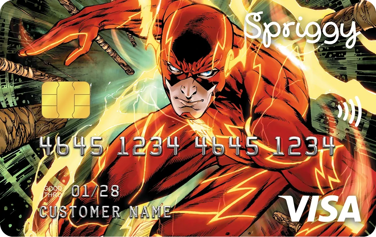 Spriggy The Flash prepaid card design
