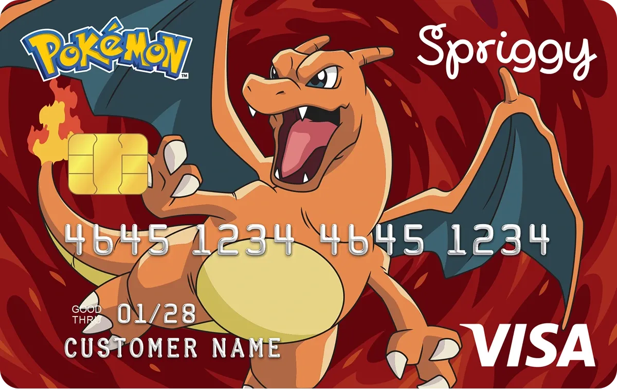 Spriggy Charizard prepaid card design