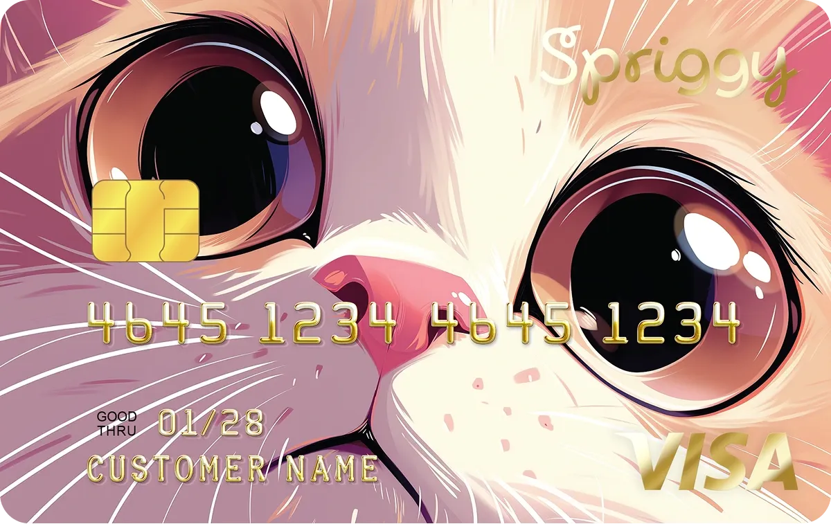 Spriggy Whiskers prepaid card design