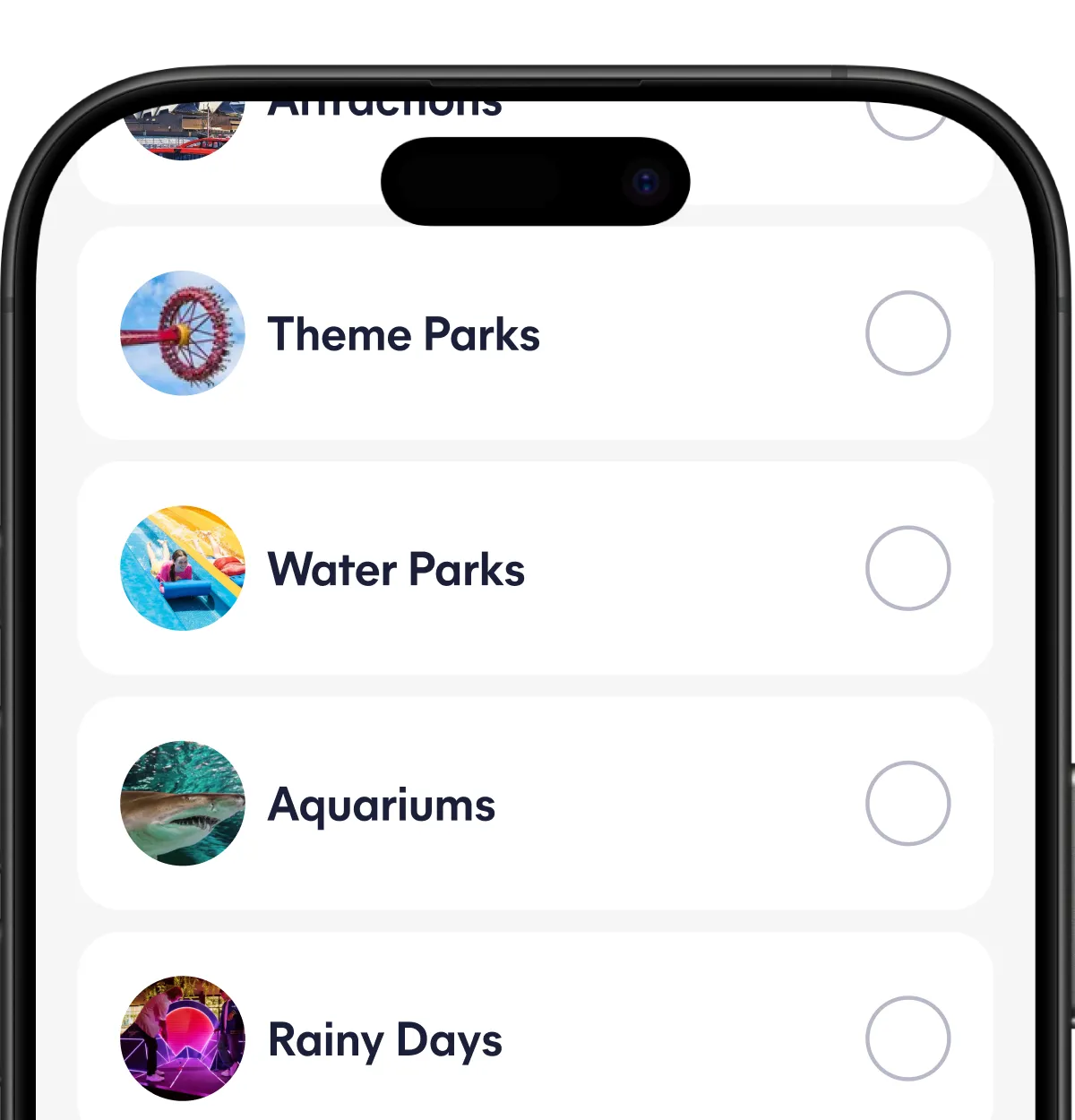 Spriggy app Family Rewards categories