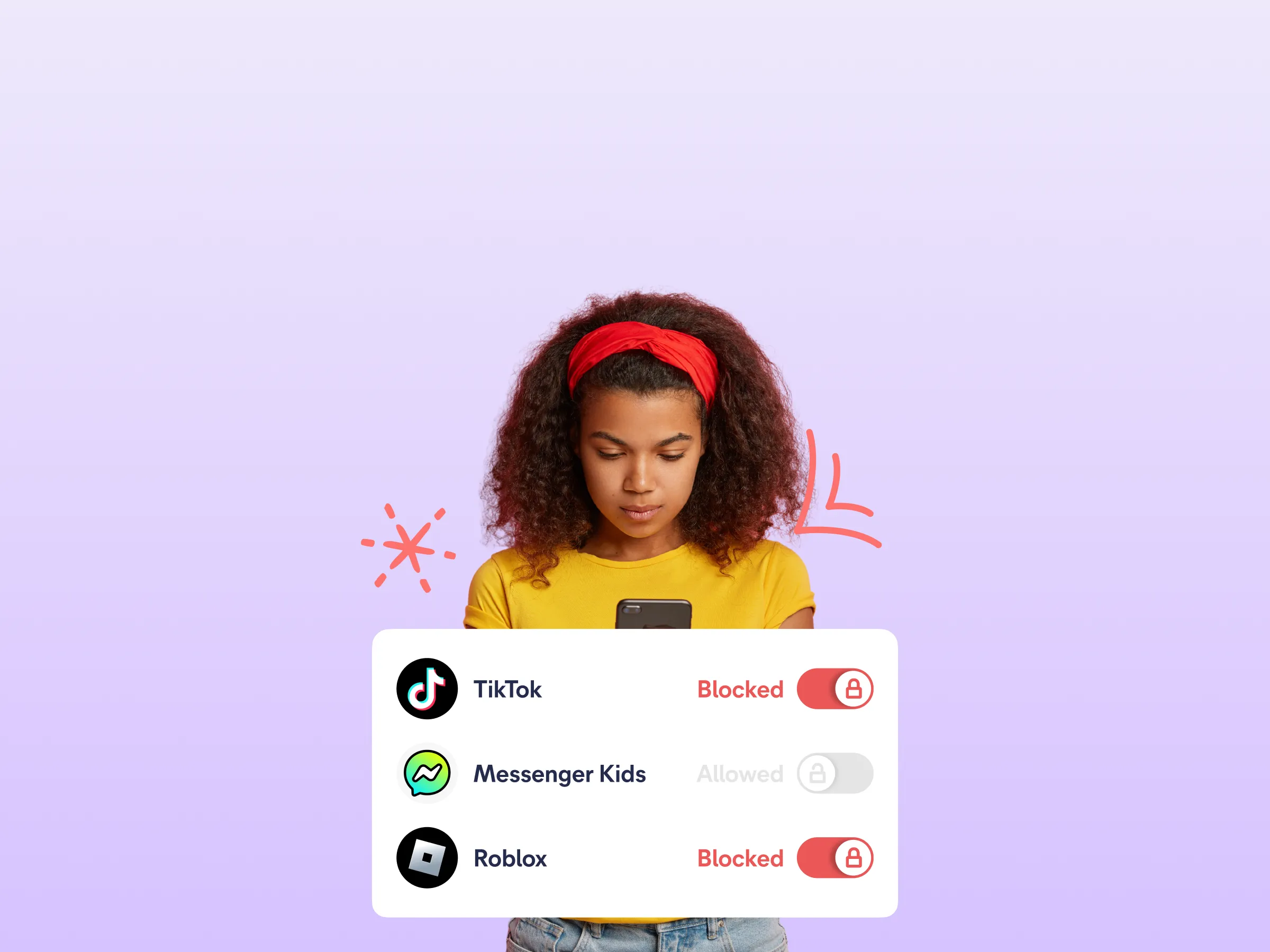 Spriggy Mobile app showing parental controls