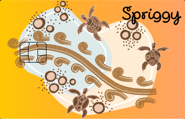 Kid-designed Spriggy card with sea turtles