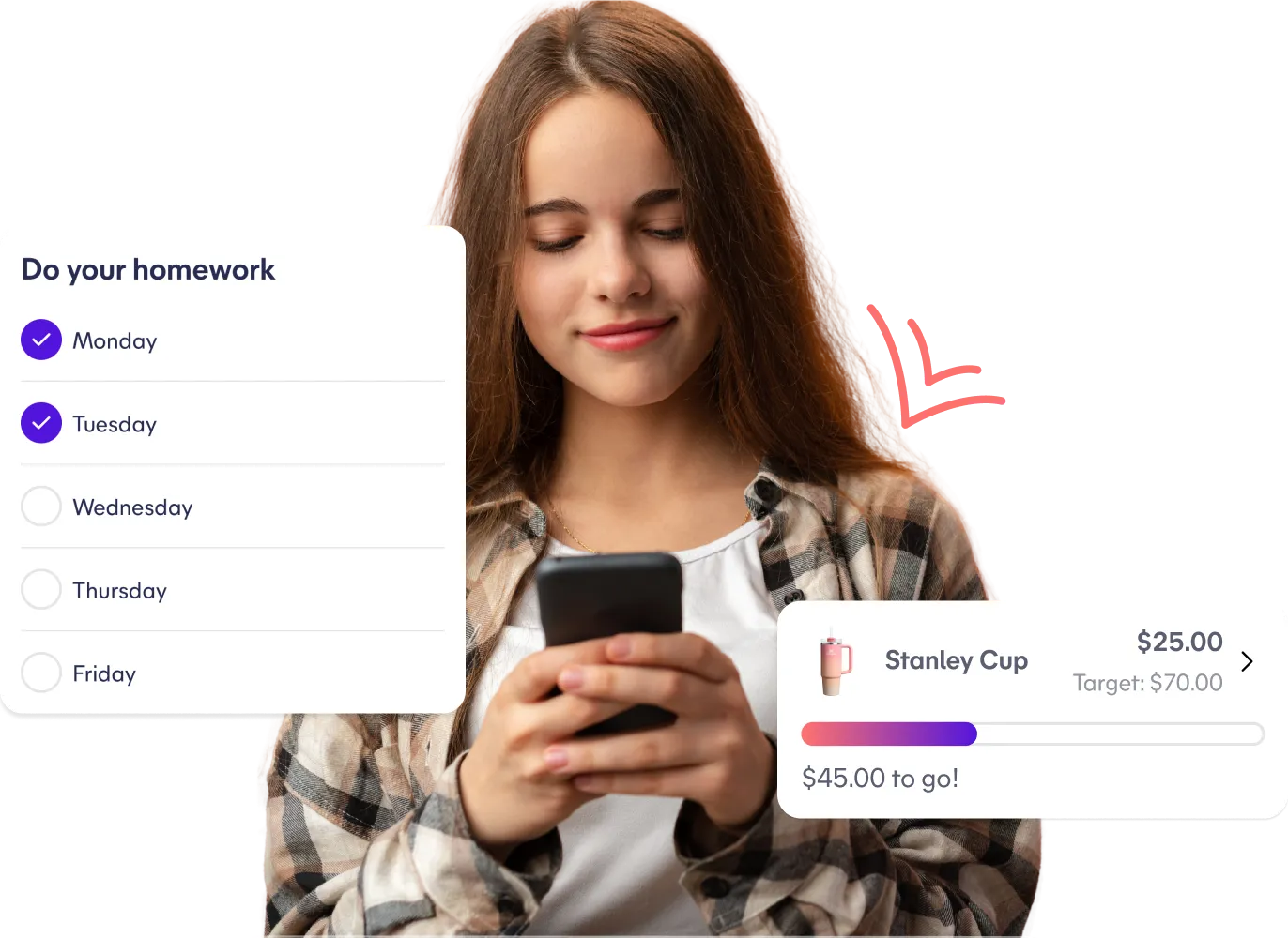 Girl using Spriggy app on phone